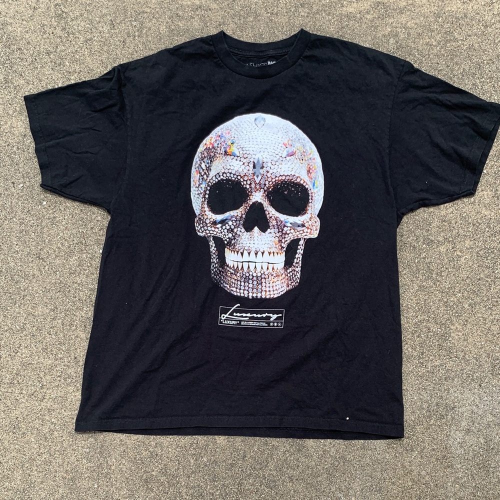 Black Graphic Skull Short-Sleeve Men's T-Shirt
